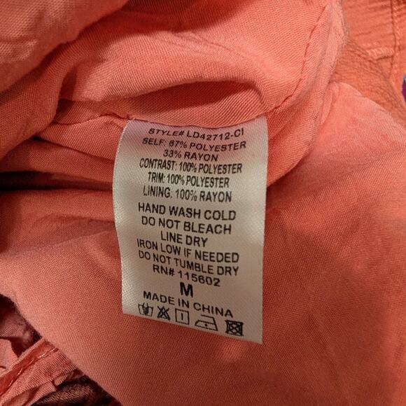 LUSH Coral Lace Midi Dress CottageCore BeachCore Brunch Spring Summer - Size M - Picture 6 of 6